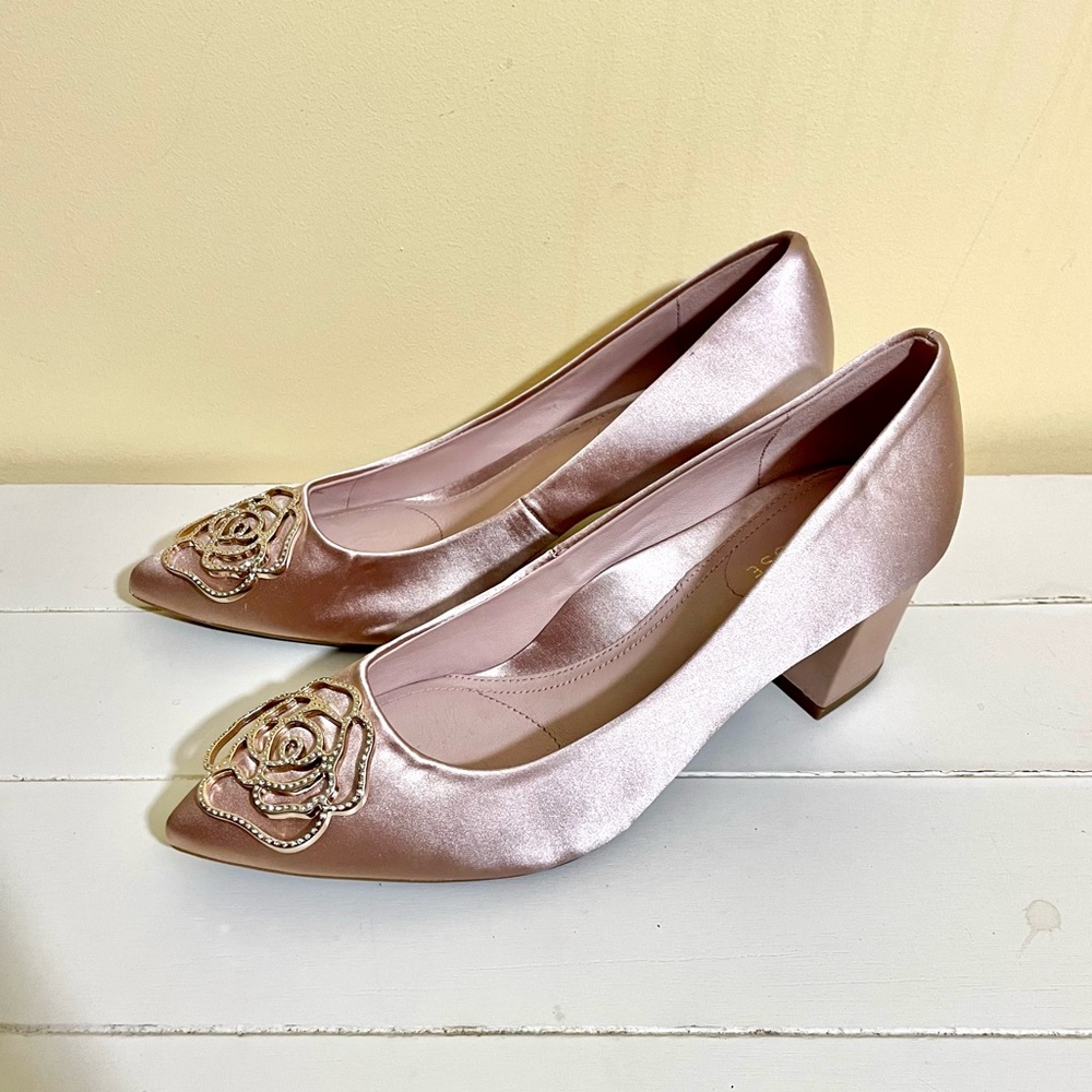 Taryn Rose satin pink heels